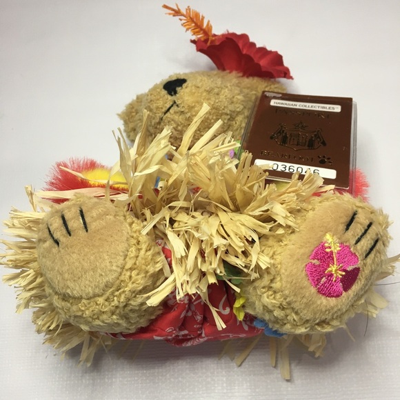 Hawaiian Collectibles Hula Girl Bear Passport Grass Skirt Plush w/Tag 2003 - Picture 5 of 12